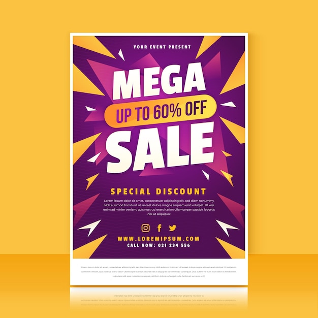 Gradient vertical sale poster template