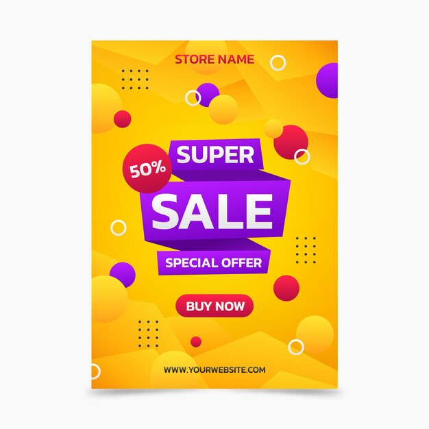 Gradient vertical sale poster template