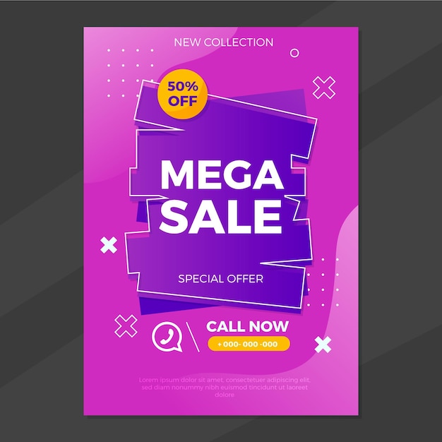 Gradient vertical sale poster template