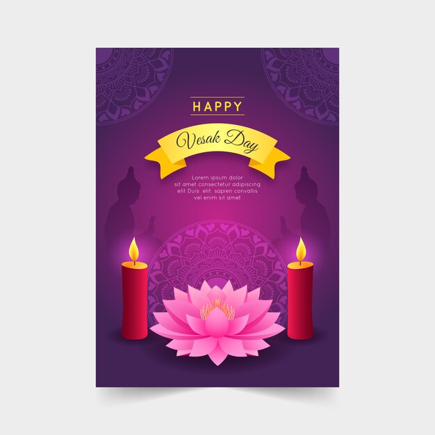 Gradient vesak greeting card template