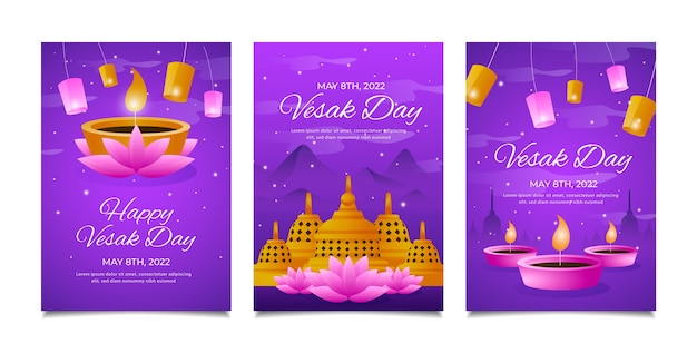 Free Vector gradient vesak greeting card template