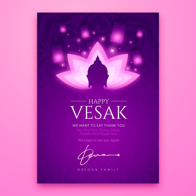 Gradient vesak greeting card template