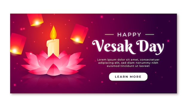 Free Vector gradient vesak horizontal banner template