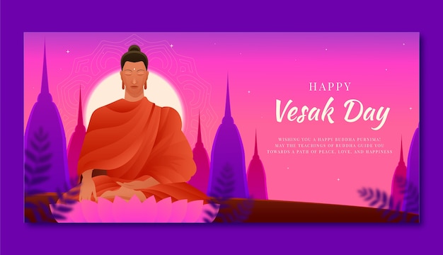 Gradient vesak horizontal banner template