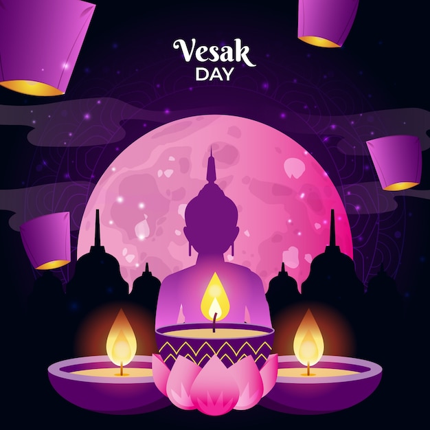 Free Vector gradient vesak illustration