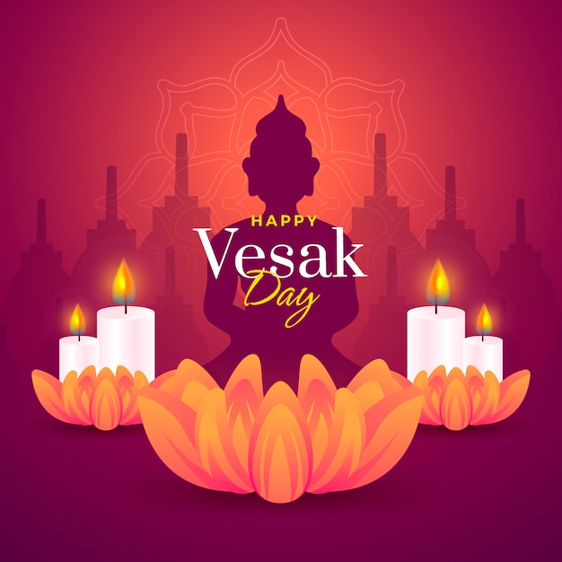 Free Vector gradient vesak say illustration