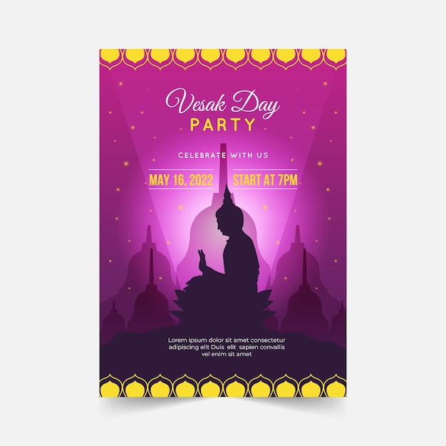 Gradient vesak vertical poster template