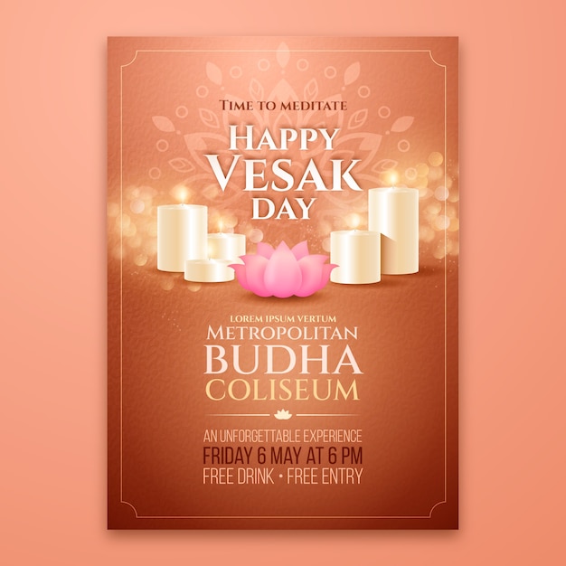 Gradient vesak vertical poster template