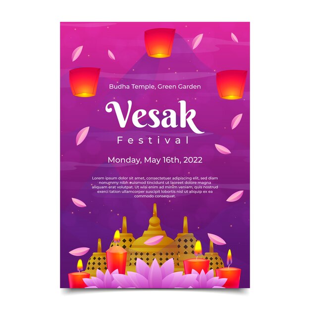 Gradient vesak vertical poster template