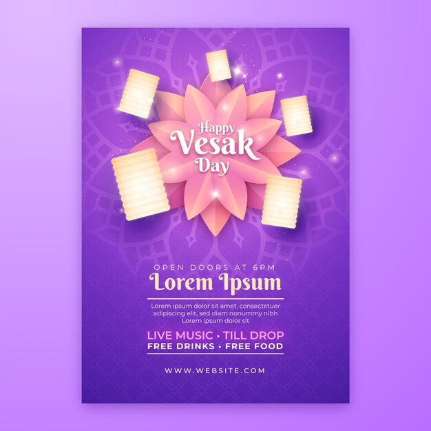 Gradient vesak vertical poster template