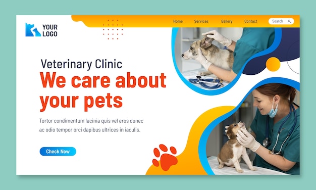 Free Vector gradient veterinary clinic landing page