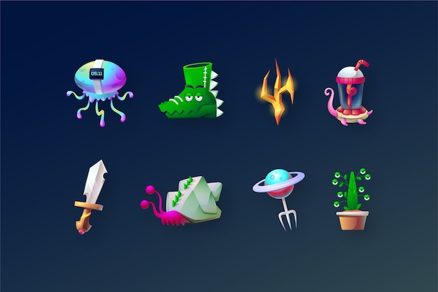 Free Vector gradient video game elements collection