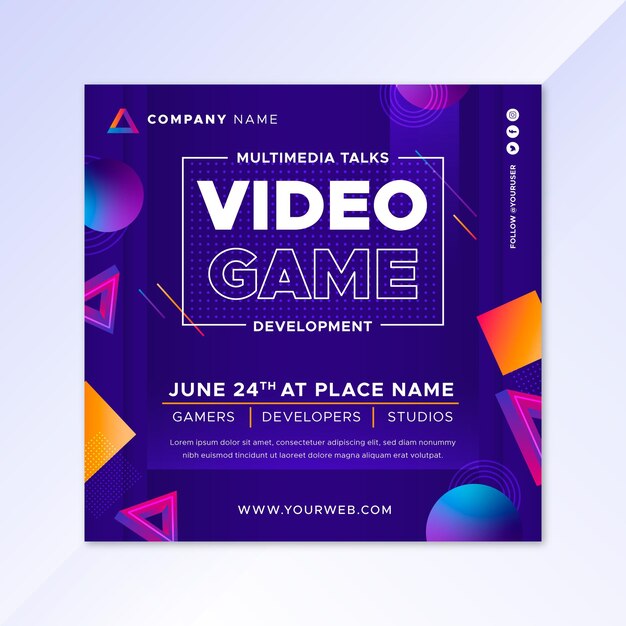 Gradient video game flyer template