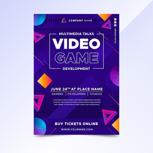 Gradient video game poster template