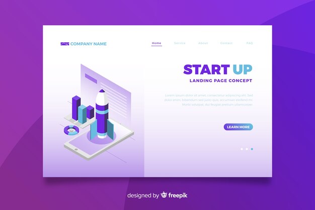 Gradient violet start up landing page