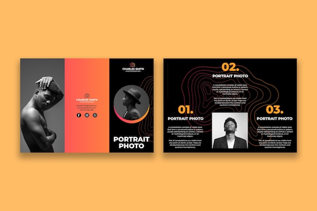 Gradient waves portrait photography brochure