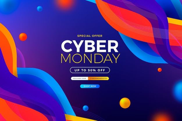 Gradient wavy cyber monday background