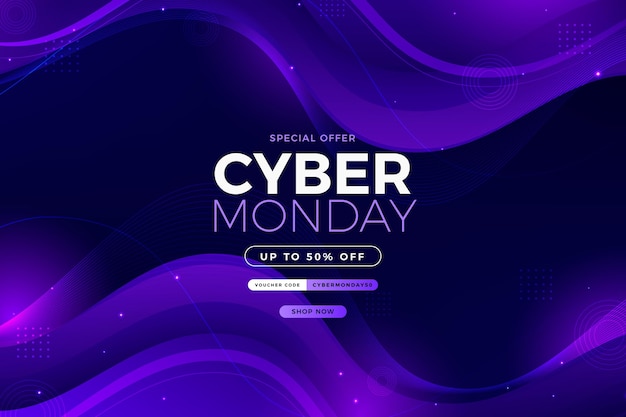 Gradient wavy cyber monday background