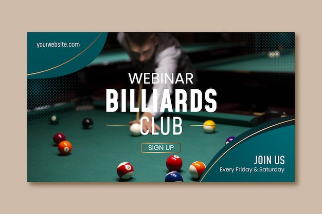 Gradient webinar template for billiards and pool club