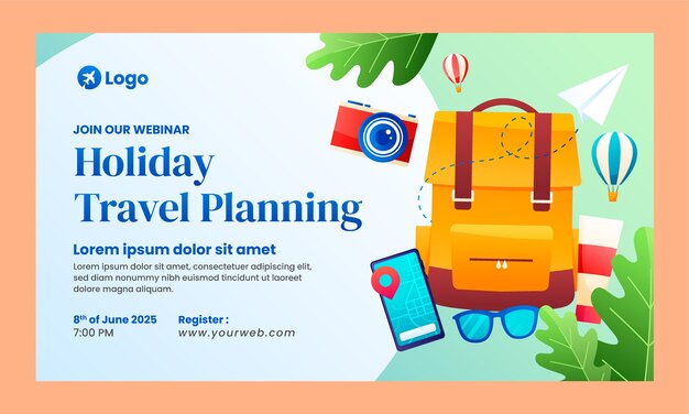 Gradient webinar template for travel agency business