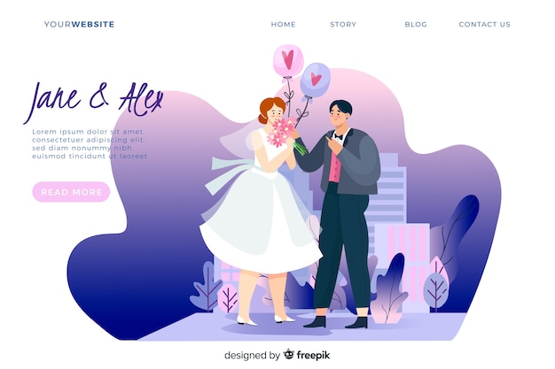 Gradient wedding landing page