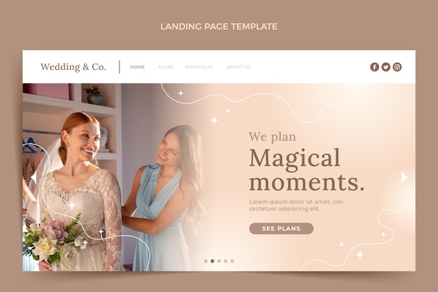 Gradient wedding planner landing page