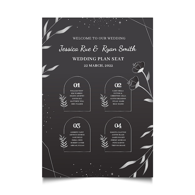 Free Vector gradient wedding seating plan template