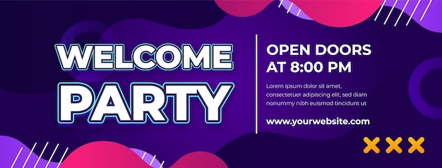 Gradient welcome party facebook cover template