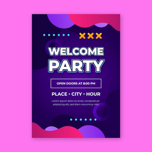 Gradient welcome party invitation template