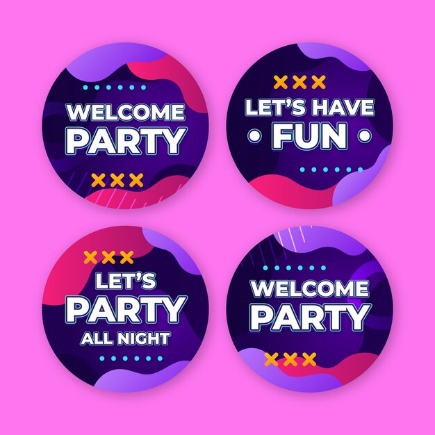 Gradient welcome party labels template