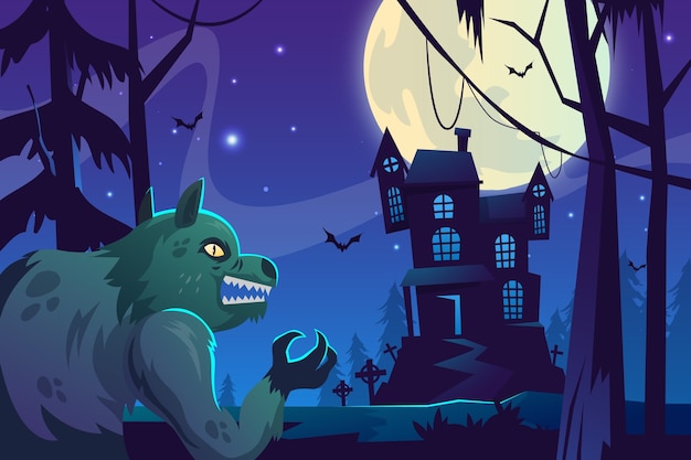 Gradient  werewolf illustration