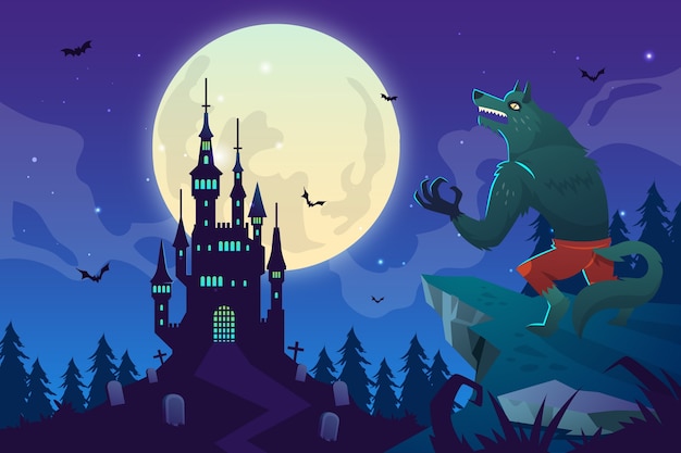 Gradient  werewolf illustration