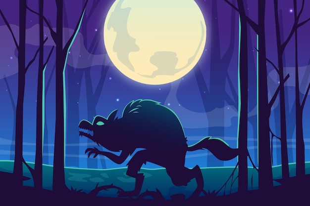 Gradient  werewolf illustration