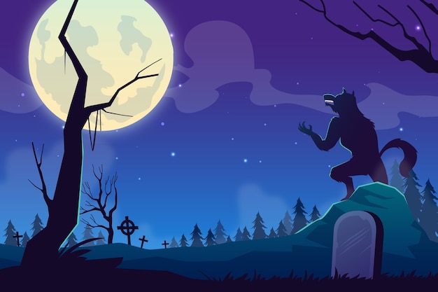 Free Vector gradient  werewolf illustration