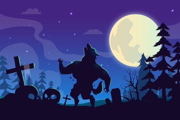 Gradient  werewolf illustration