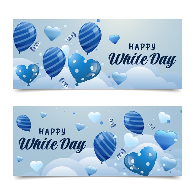 Gradient white day horizontal banners set