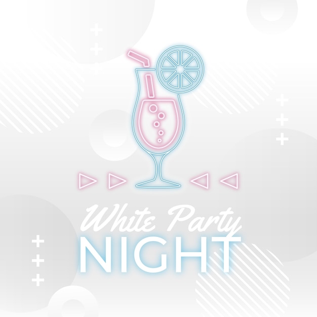 Gradient white party illustration with cocktail