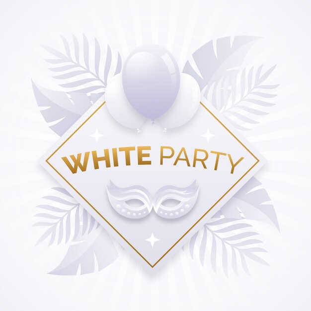 Gradient white party illustration with leaves