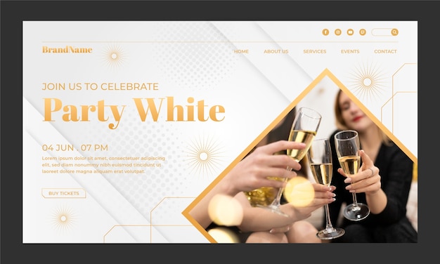 Free Vector gradient white party landing page template