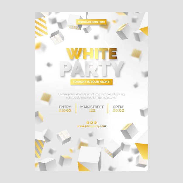 Gradient white party poster template