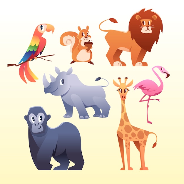 Gradient wild animals illustration