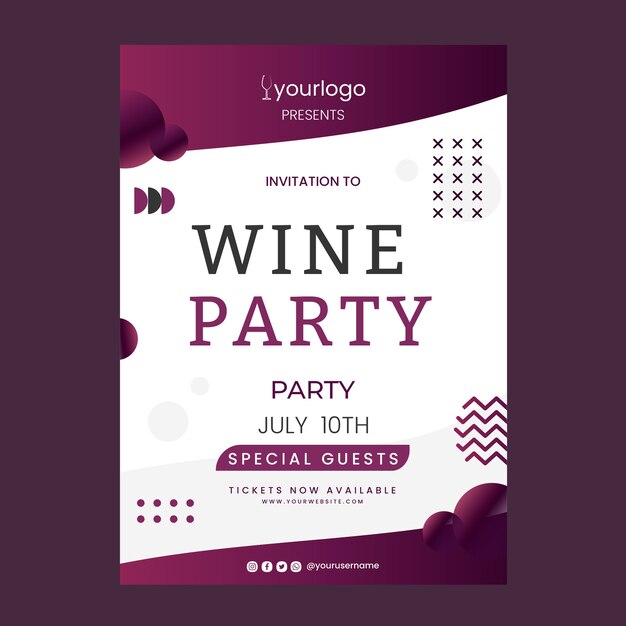 Gradient wine party invitation template