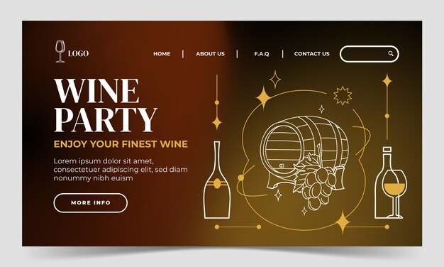 Gradient wine party landing page template