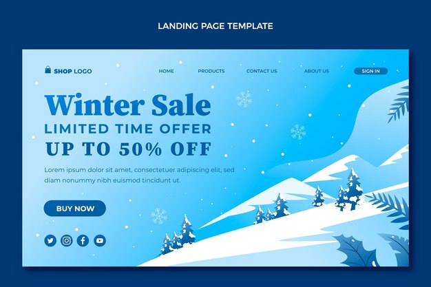 Gradient winter landing page template