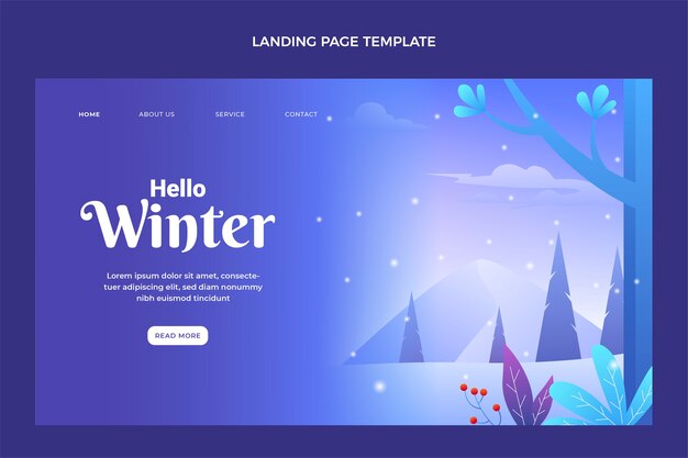 Gradient winter landing page template