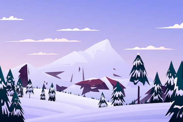 Free vector gradient winter landscape