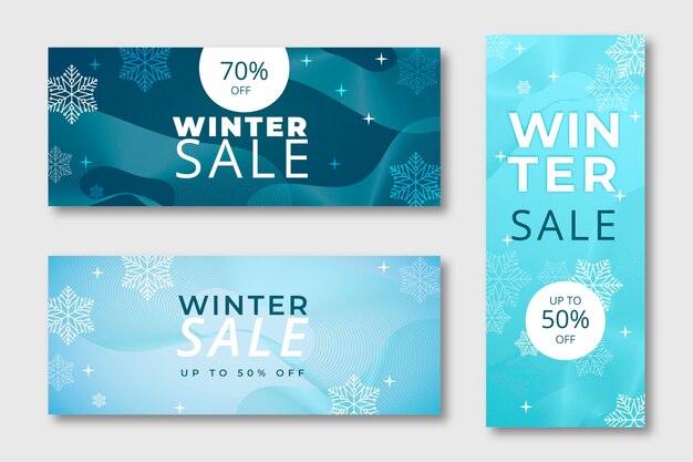 Gradient winter sale banners set