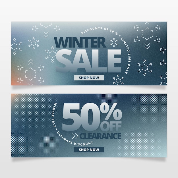 Free Vector gradient winter sale horizontal banners set