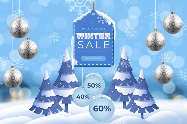 Gradient winter sale illustration and banner