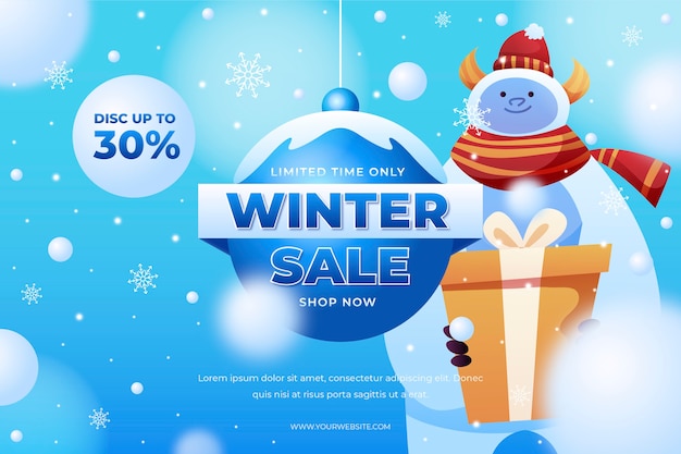 Gradient winter sale illustration and banner